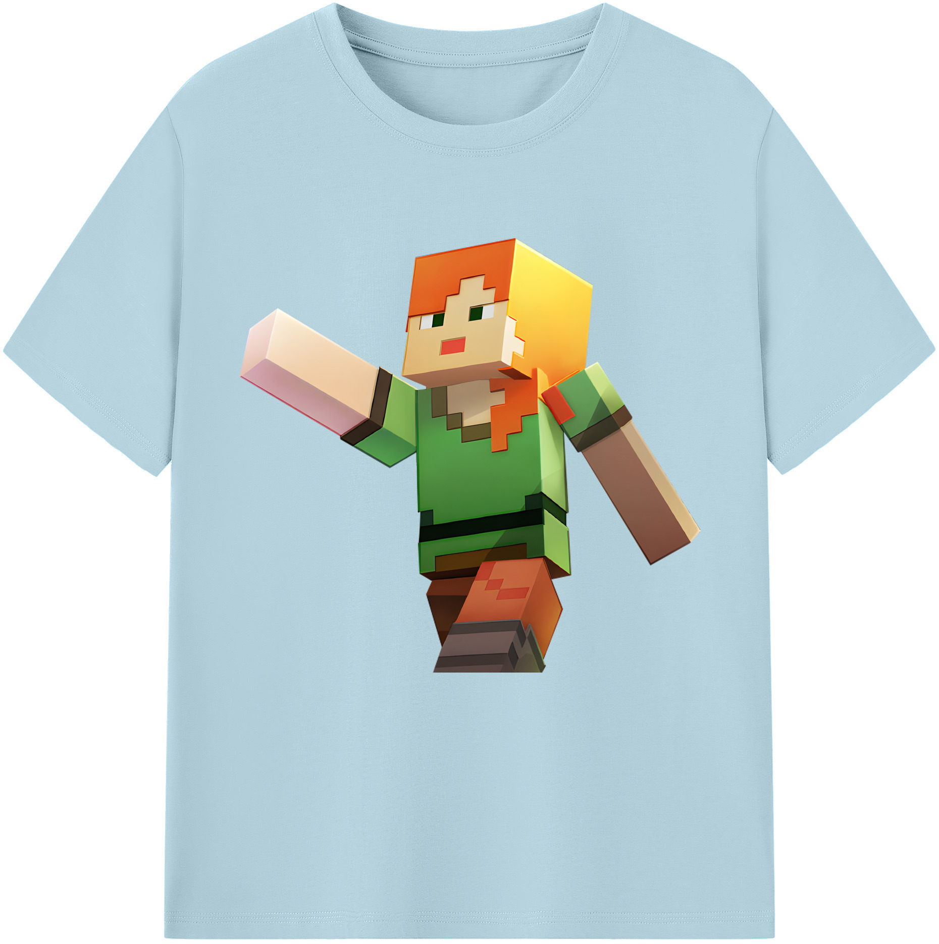 （画像用） マインクラフト ブロックの世界 Minecraft MC Block world 綿100％半袖Tシャツ（フロントプリント）
